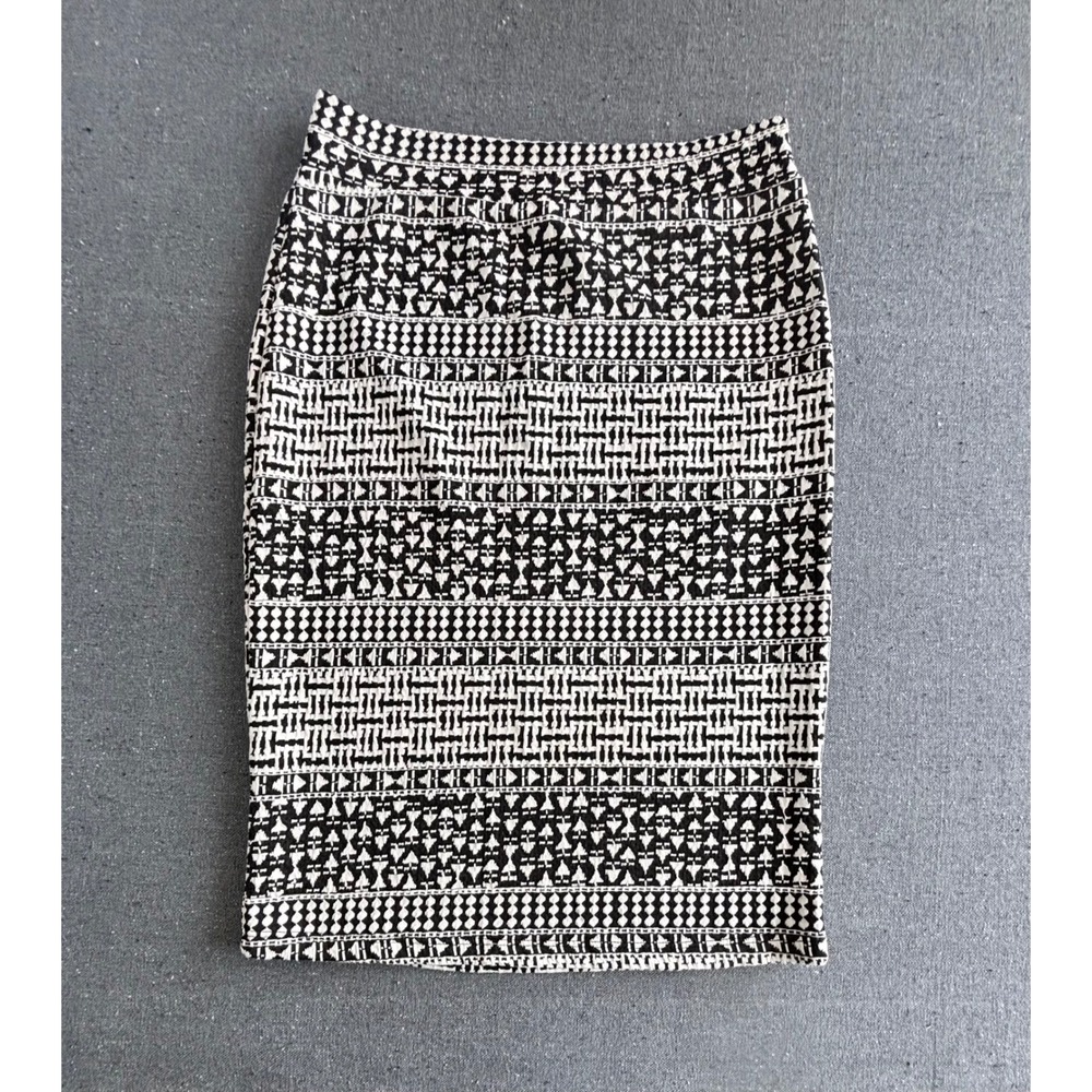 Gilli USA Black White Geometric Tribal‎ Print Pencil Skirt Large